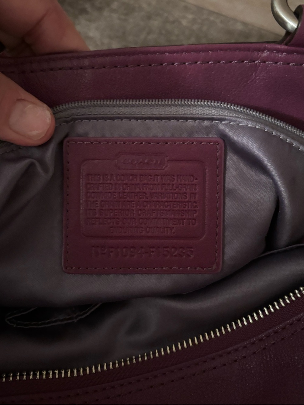 COACH ZOE EAST WEST TOTE  PLUM - Picture 11 of 12